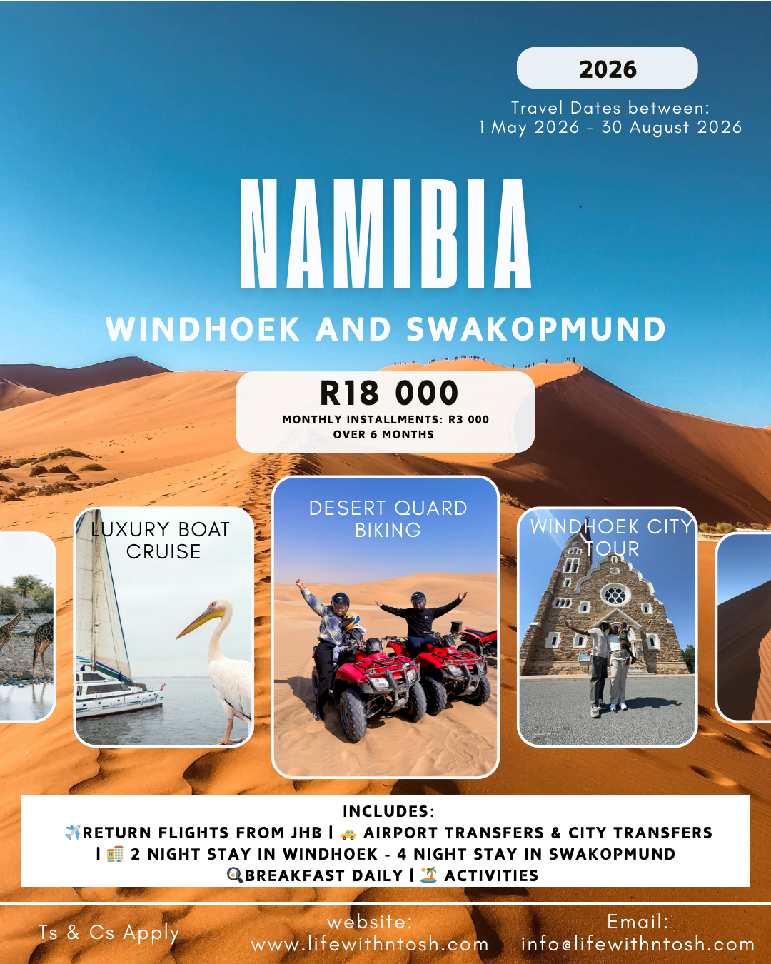 6 Day - 2026 Namibia Travel Package